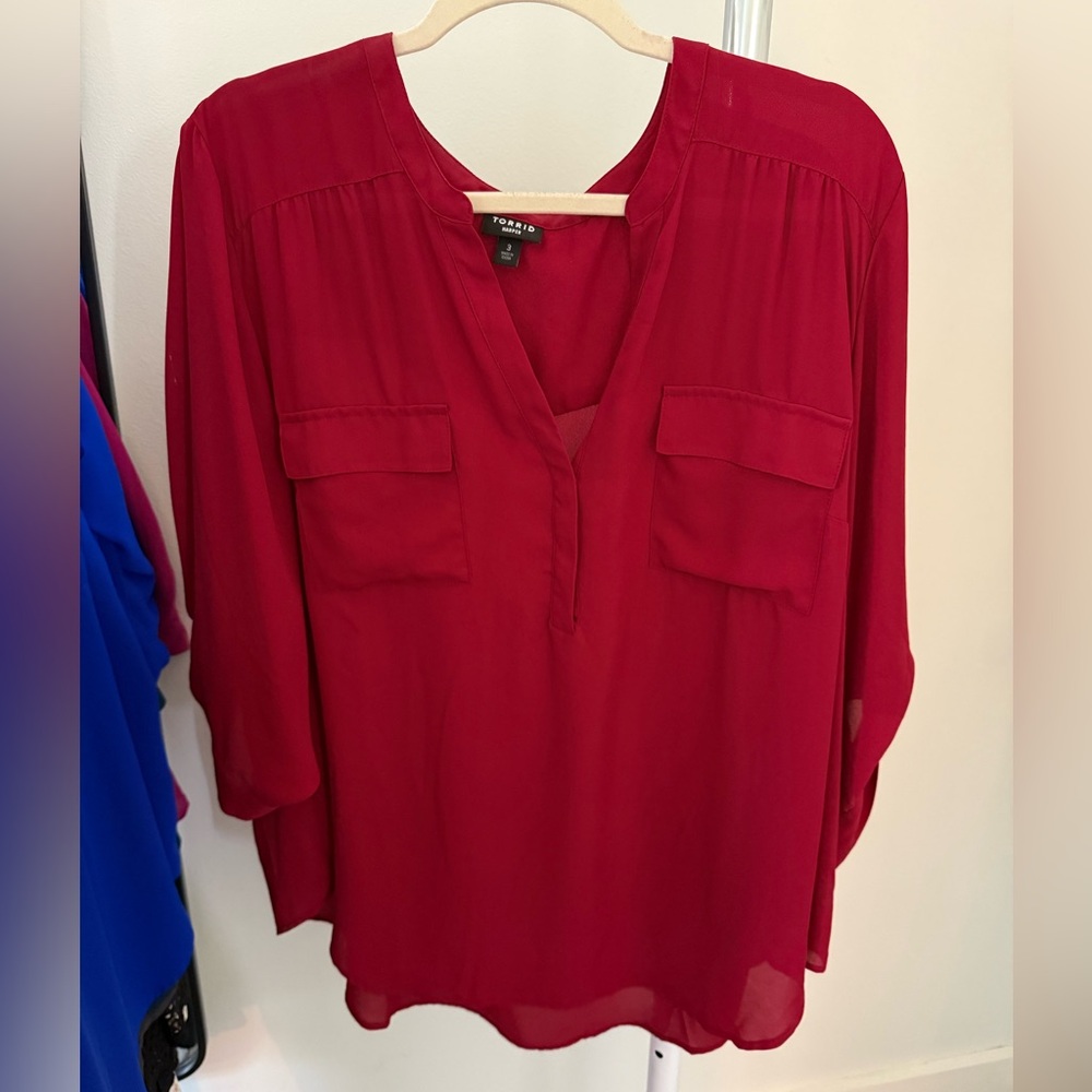 Torrid georgette Deep Red Blouse size 3
